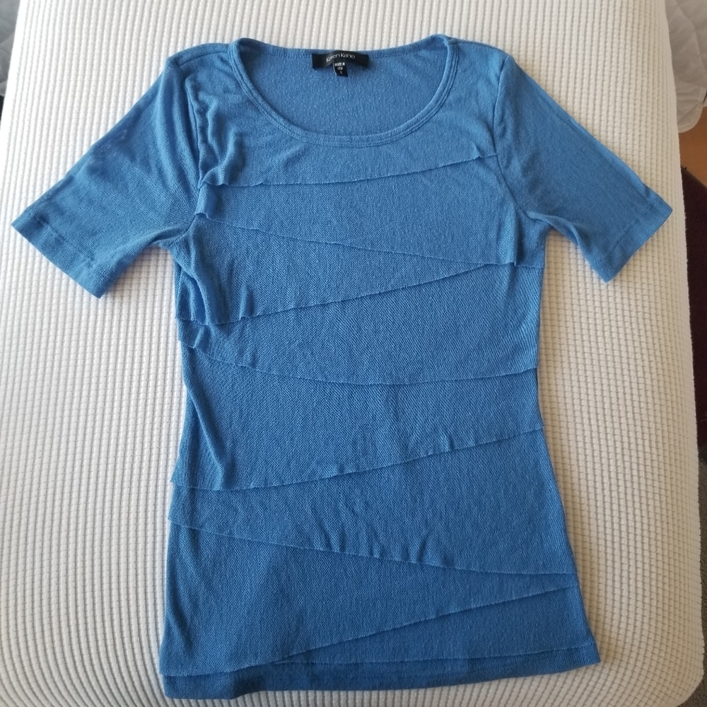 Karen Kane Blue Mesh Top
